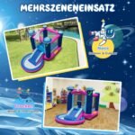 Pripučiama vandens čiuožykla su šokinėjimo aikštele (Mėlyna)