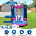 Pripučiama vandens čiuožykla su šokinėjimo zona ir baseinėliu (Mėlyna)