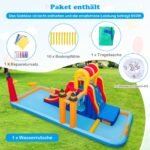 Pripučiama vandens pilis su dvigubomis čiuožyklomis ir laipiojimo sienele (Spalvota)