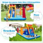 Pripučiama vandens pilis su dvigubomis čiuožyklomis ir laipiojimo sienele (Spalvota)