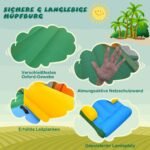 Pripučiamas žaidimų pilis su čiuožykla ir sporto pramogomis (Įvairiaspalvė)