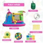 Pripučiama vandens žaidimų aikštelė su čiuožykla ir krepšinio lanku (Įvairiaspalvė)