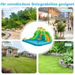 Pripučiamas vandens parkas su dvejomis čiuožyklomis ir krepšinio lenta (Daugiaspalvė)