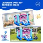 Pripučiama pilis su čiuožykla ir krepšinio lanku (Spalvinga)