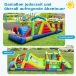 Didelis pripučiamas žaidimų kompleksas su čiuožykla ir kliūtimis (Įvairiaspalvė)