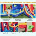 Pripučiama pilis su čiuožykla ir laipiojimo siena (Įvairiaspalvė)