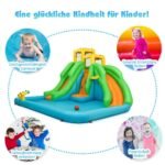 Pripučiamas vandens parkas su čiuožyklomis ir laipiojimo sienele (Daugiaspalvė)