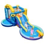 Pripučiama čiuožykla su baseinais ir vandens patranka (Mėlyna)