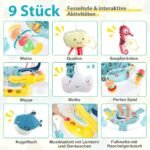 Vaikiškas šokliukas su reguliuojamu aukščiu ir žaislais (Šviesiai mėlyna)