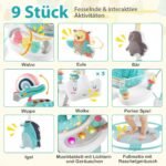 Kūdikio šokinėklė su reguliuojamu aukščiu ir interaktyviais žaislais (Mėlyna)