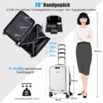 Rankinis bagažas su USB ir išlankstomu staliuku (Balta)