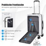 Rankinis bagažas su USB ir išlankstomu staliuku (Balta)