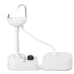 Nešiojamas lauko praustuvas su 17 litrų vandens baku ir ratukais (Balta)