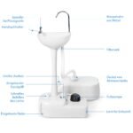 Nešiojamas lauko praustuvas su 17 litrų vandens baku ir ratukais (Balta)