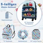 5 dalių vaikiškas kelioninis rinkinys: 16 colių lagaminas ir kuprinė (Mėlyna)
