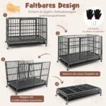 Sulankstomas metalinis transportavimo narvas šunims su ratukais (Juoda)