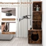 Spintelė su atviromis lentynomis kačių tualetui (Rustikaliai ruda)