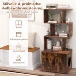 Spintelė su atviromis lentynomis kačių tualetui (Rustikaliai ruda)