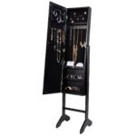 Pastatoma veidrodinė papuošalų spintelė (Juoda)