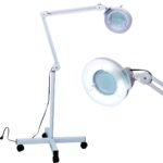 Profesionali lupos lempa su ratukais ir reguliuojamu gembiniu stovu 5 dioptrijos (Balta)