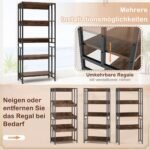 5 aukštų pramoninio stiliaus knygų lentyna (Rustiška ruda)