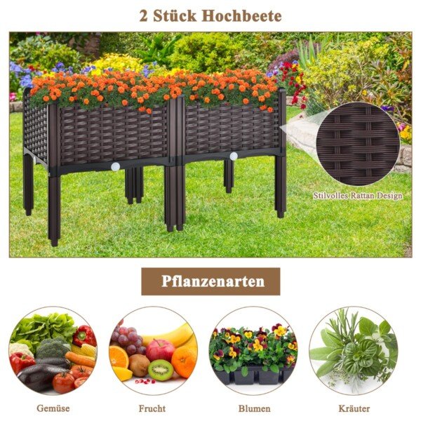 Pakeltas daržo lysvės vazonas su atramomis (Ruda)