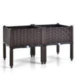 Pakeltas daržo lysvės vazonas su atramomis (Ruda)