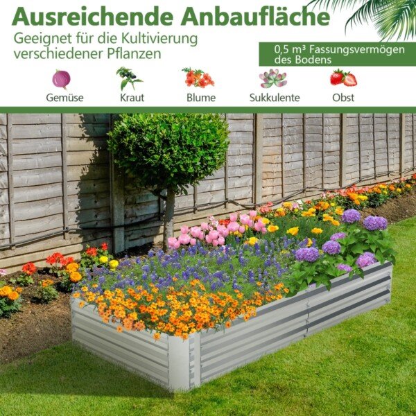 Cinkuotas metalinis lysvės paaukštinimas daržui (Sidabrinė)