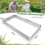 Stačiakampė metalinė lysvė sodui 242 x 122 x 30 cm (Sidabrinė)