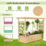 Pakeltas pušies medienos gėlynas su atrama ir stogeliu (Natūrali)