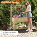 Pakeltas gėlynas su atrama ir lentynėle (Natūrali)