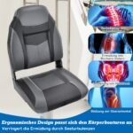 Sulankstoma valties sėdynė su 10 cm putplasčio paminkštinimu (Juoda)