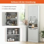 Aukšta virtuvės spintelė su durelėmis ir lentynomis 190 cm (Šviesiai pilka)