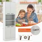 Aukšta virtuvės spintelė su durelėmis ir lentynomis 190 cm (Šviesiai pilka)