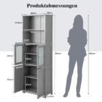 Aukšta stiklinėmis durelėmis ir reguliuojamomis lentynomis spintelė (Pilka)