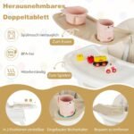 6 viename vaikiška kėdutė su saugos diržu ir nuimamu padėklu (Smėlio)