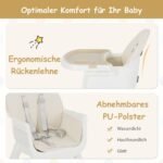 6 viename vaikiška kėdutė su saugos diržu ir nuimamu padėklu (Smėlio)