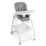 Sulankstoma vaikiška kėdutė su reguliuojamu aukščiu ir penkių taškų diržais (Pilka)