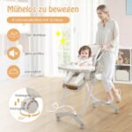 Reguliuojamo aukščio vaikiška kėdutė su dvigubu nuimamu padėklu (Pilka)