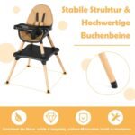 Universalus 4-in-1 vaikiškos maitinimo kėdutės ir staliuko komplektas (Ruda)