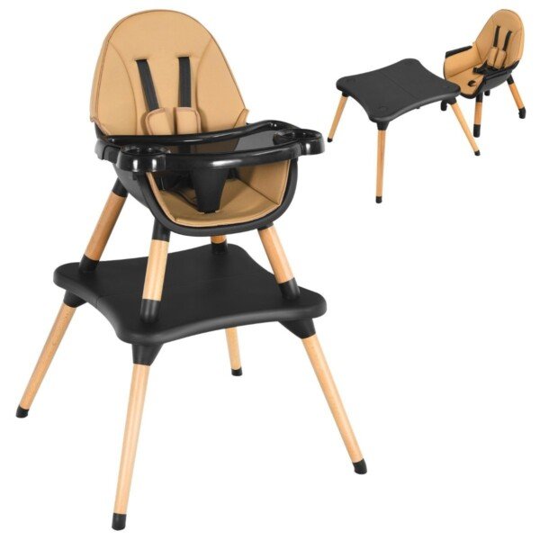 Universalus 4-in-1 vaikiškos maitinimo kėdutės ir staliuko komplektas (Ruda)