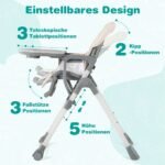 Reguliuojama kūdikio maitinimo kėdutė su atlenkiama funkcija (Smėlio)