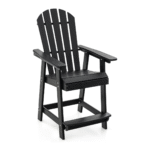 Baro kėdė su atlošu ir kojų atramomis (Juoda)