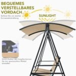 Sodo supynės su reguliuojamu stogeliu dvivietės (Smėlio)