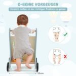 Medinis stumdomas vežimėlis su ksilofonu ir kaladėlėmis (Mėlyna)