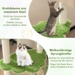 Daugiaaukštis katės namelis su sizaliniais braižymo stulpeliais ir laktomis (Smėlio)