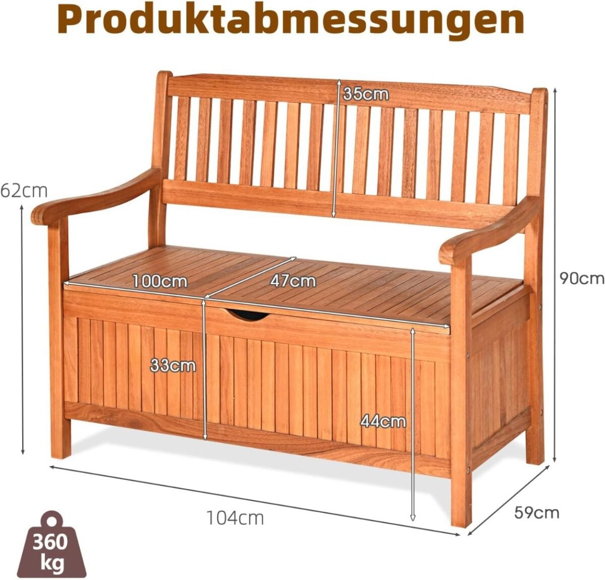 Sodo suoliukas su daiktadėže iš akacijos (Natūrali)