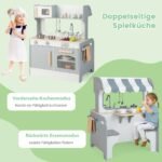 Dvipusė vaikiška virtuvėlė su valgomojo zona (Pilka)