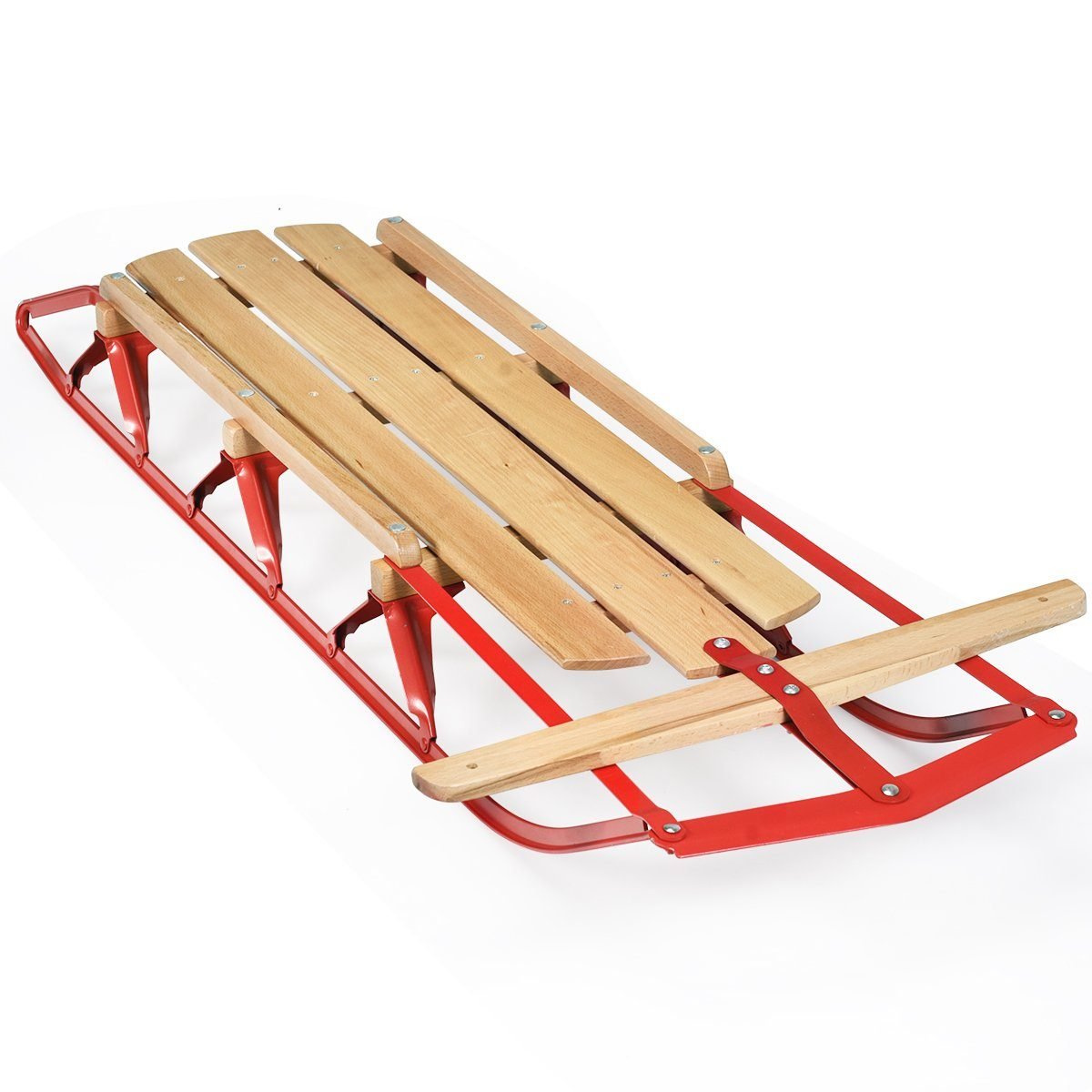 holzschlitten-op70065_1_ Medinės rogutės su metalinėmis dalimis ilgis 137 cm (Raudona)