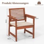 Sodo valgomojo kėdžių komplektas iš natūralaus medžio su porankiais (2 vnt.) (Natūrali)